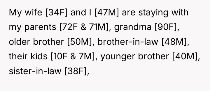 My wife [34F] and I [47M] are staying with my...