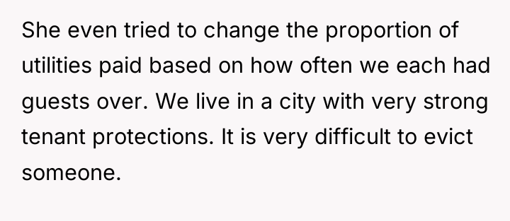 She even tried to change the proportion of utilities paid...