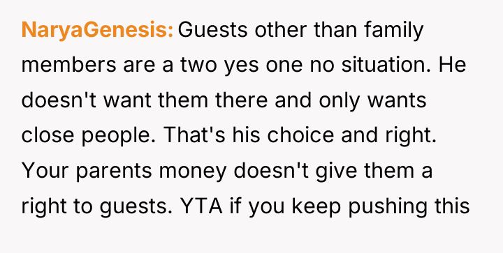 NaryaGenesis Guests other than family members are a two yes...