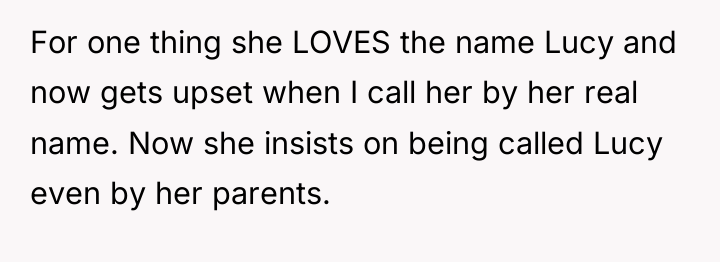 For one thing she LOVES the name Lucy and now...