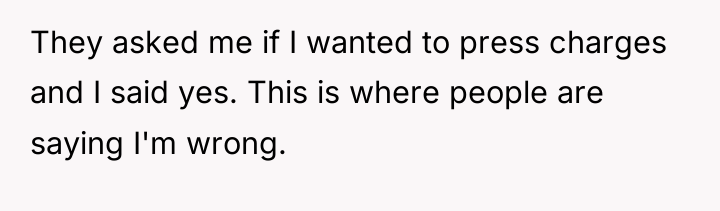 They asked me if I wanted to press charges and...