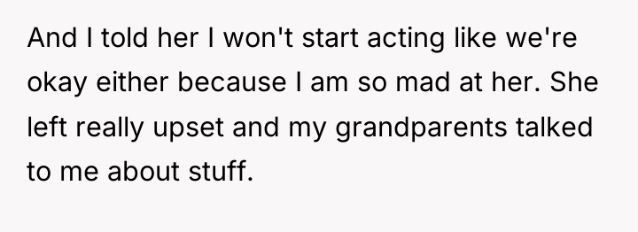 And I told her I won't start acting like we're...