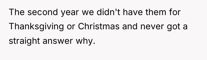 The second year we didn't have them for Thanksgiving or...