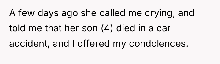 A few days ago she called me crying, and told...