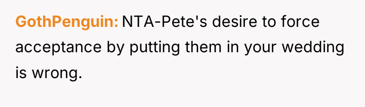 GothPenguin NTA-Pete's desire to force acceptance by putting them in...