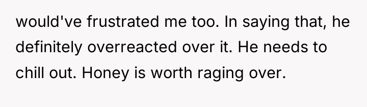 would've frustrated me too. In saying that, he definitely overreacted...