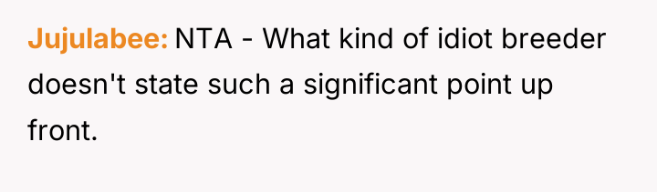 Jujulabee NTA - What kind of idiot breeder doesn't state...