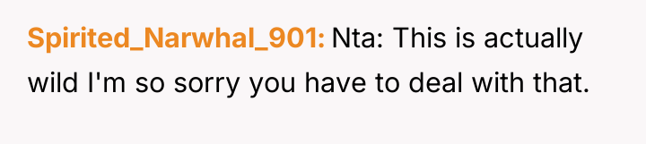 Spirited_Narwhal_901 Nta: This is actually wild I'm so sorry you...