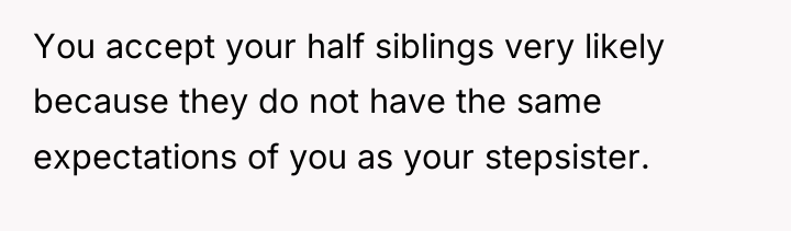 You accept your half siblings very likely because they do...