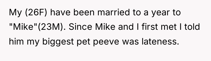 My (26F) have been married to a year to "Mike"(23M)....