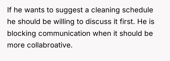 If he wants to suggest a cleaning schedule he should...