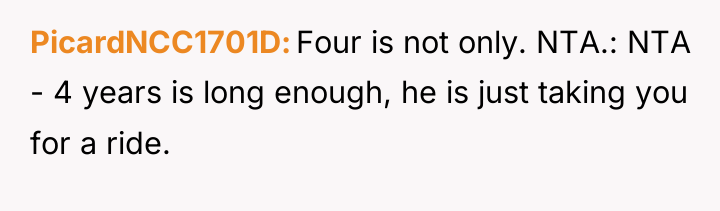 PicardNCC1701D Four is not only. NTA.: NTA - 4 years...