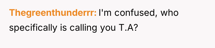 Thegreenthunderrr I'm confused, who specifically is calling you T.A?