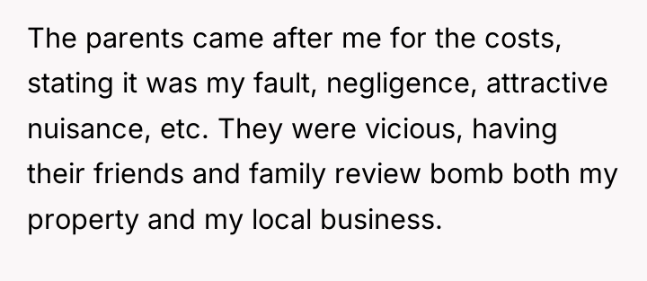 The parents came after me for the costs, stating it...