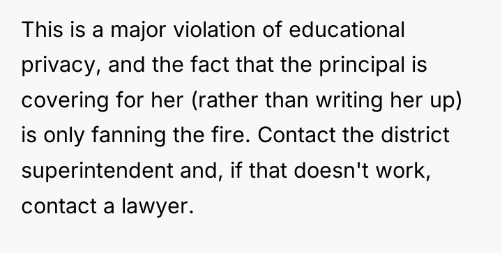 This is a major violation of educational privacy, and the...