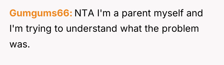 Gumgums66 NTA I'm a parent myself and I'm trying to...