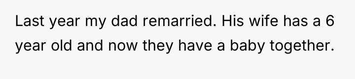 Last year my dad remarried. His wife has a 6...