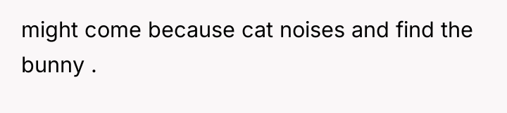 might come because cat noises and find the bunny .
