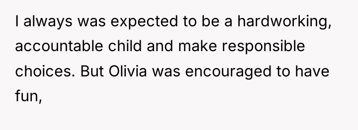 I always was expected to be a hardworking, accountable child...