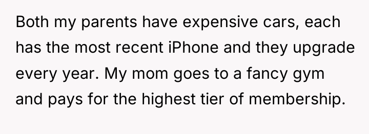 Both my parents have expensive cars, each has the most...