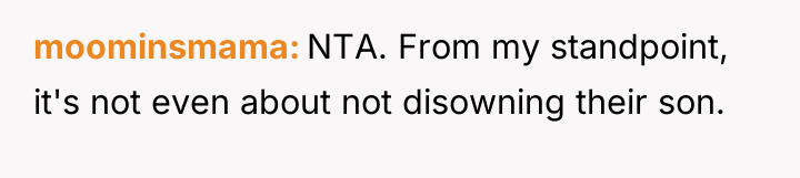moominsmama NTA. From my standpoint, it's not even about not...