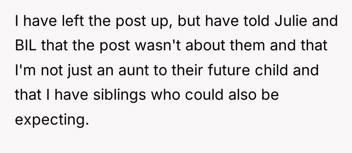 I have left the post up, but have told Julie...