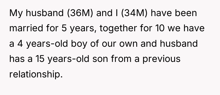 My husband (36M) and I (34M) have been married for...