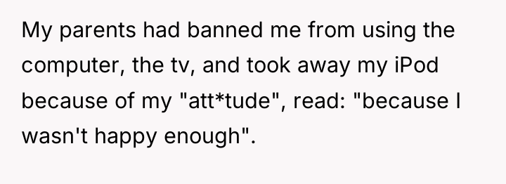 My parents had banned me from using the computer, the...