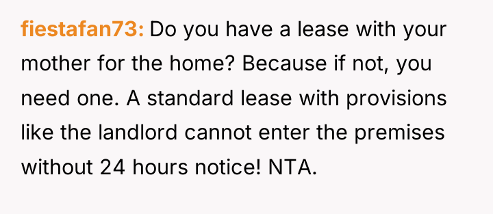 fiestafan73 Do you have a lease with your mother for...