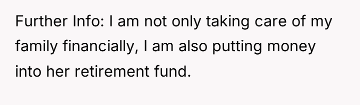 Further Info: I am not only taking care of my...