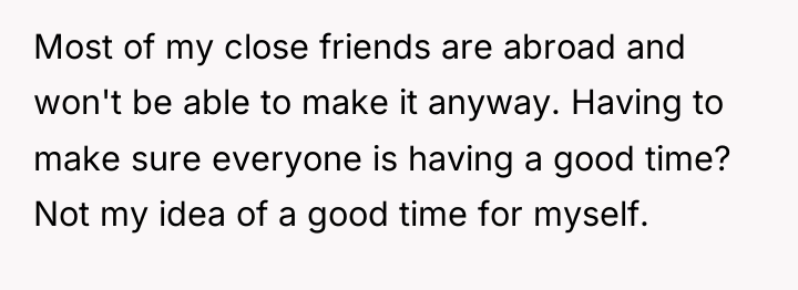 Most of my close friends are abroad and won't be...