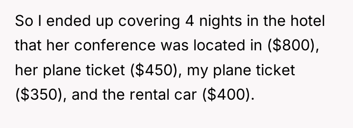 So I ended up covering 4 nights in the hotel...