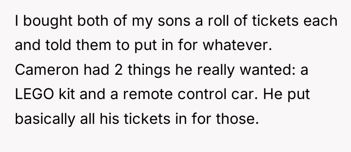 I bought both of my sons a roll of tickets...