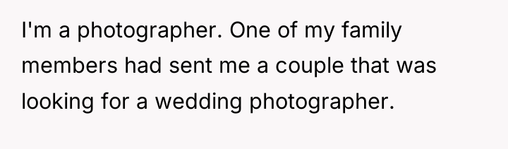 I'm a photographer. One of my family members had sent...