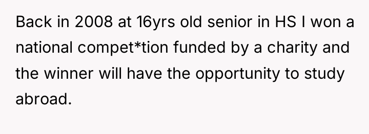 Back in 2008 at 16yrs old senior in HS I...
