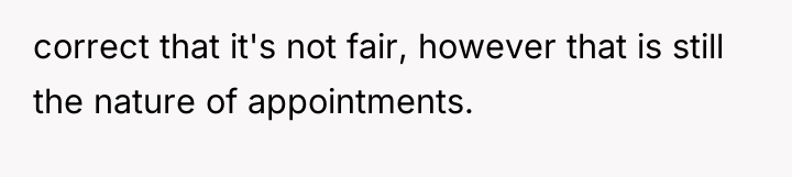 correct that it's not fair, however that is still the...