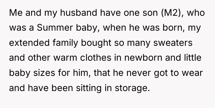 Me and my husband have one son (M2), who was...