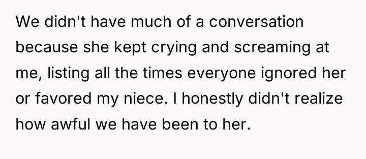 We didn't have much of a conversation because she kept...