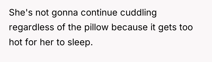 She's not gonna continue cuddling regardless of the pillow because...