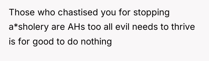 Those who chastised you for stopping a*sholery are AHs too...