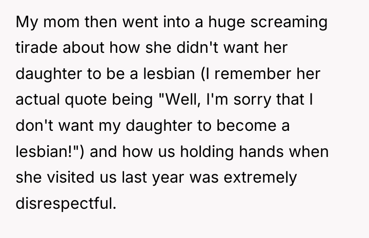 My mom then went into a huge screaming tirade about...