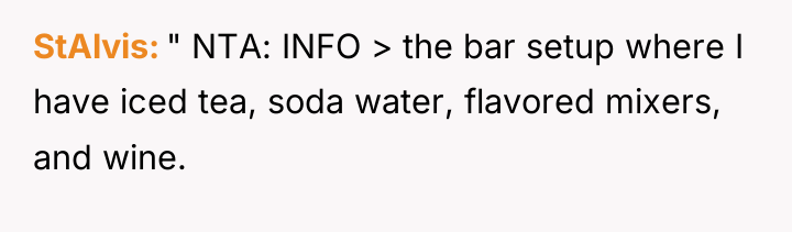 StAlvis " NTA: INFO > the bar setup where I...
