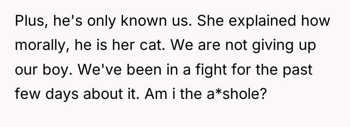 Plus, he's only known us. She explained how morally, he...