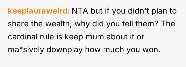 keeplauraweird NTA but if you didn't plan to share the...