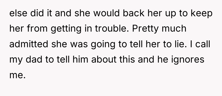 else did it and she would back her up to...