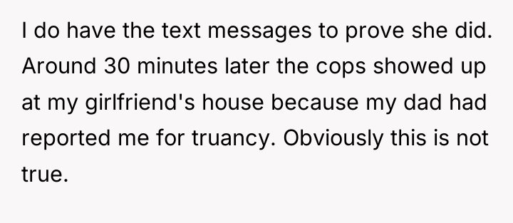 I do have the text messages to prove she did....