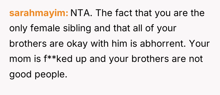 sarahmayim NTA. The fact that you are the only female...