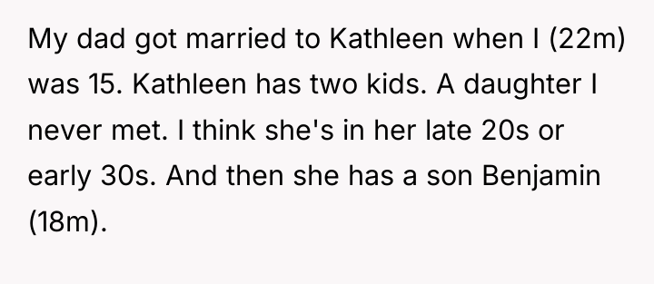 My dad got married to Kathleen when I (22m) was...