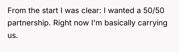 From the start I was clear: I wanted a 50/50...