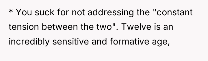 * You suck for not addressing the "constant tension between...